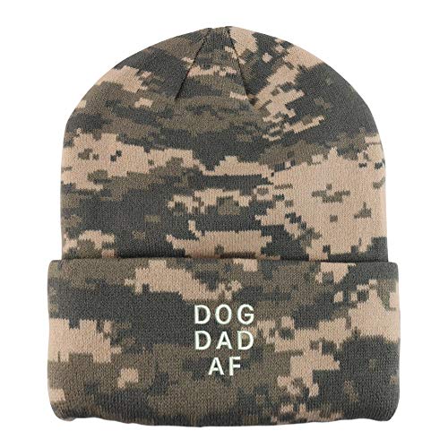 Trendy Apparel Shop Dog Dad AF Embroidered Made in USA Camo Beanie