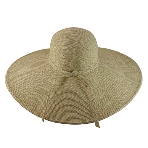 Trendy Apparel Shop UPF 50+ Paper Braid Tweed 6" Flat Brim Sun Shade Hat