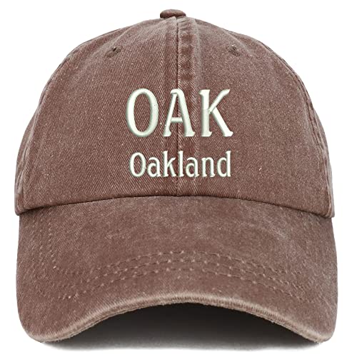 Trendy Apparel Shop Oak Oakland Embroidered Pigment Dyed Washed Baseball Cap
