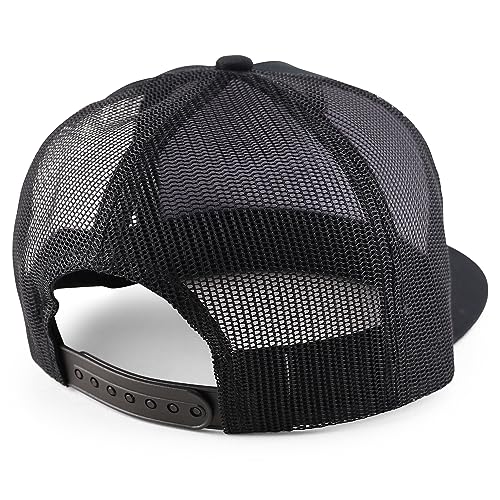 Trendy Apparel Shop Plain Structured 5 Panel Mesh Back Flat Bill Snapback Cap