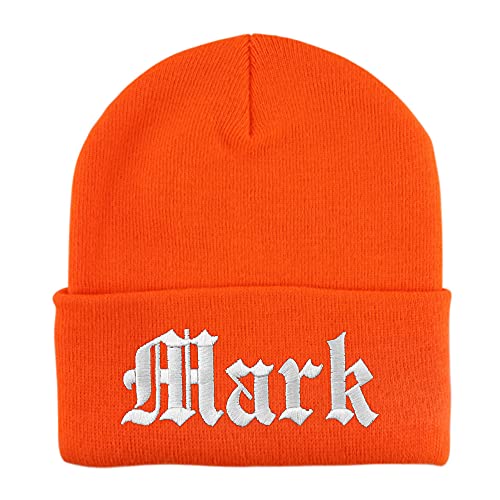 Trendy Apparel Shop Mark Old English Embroidered Long Cuff Beanie