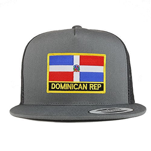 Trendy Apparel Shop Dominican Republic Flag 5 Panel Flatbill Trucker Mesh Cap
