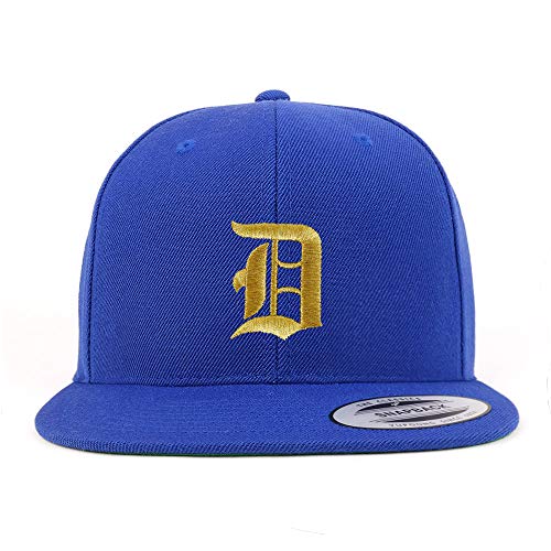 Trendy Apparel Shop Old English Gold D Embroidered Snapback Flatbill Baseball Cap