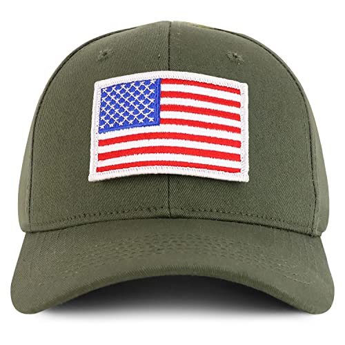 Trendy Apparel Shop White USA Flag Patch Tactical Cap, Fits Child to Adult 2XL