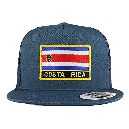 Trendy Apparel Shop Costa Rica Flag 5 Panel Flatbill Trucker Mesh Snapback Cap