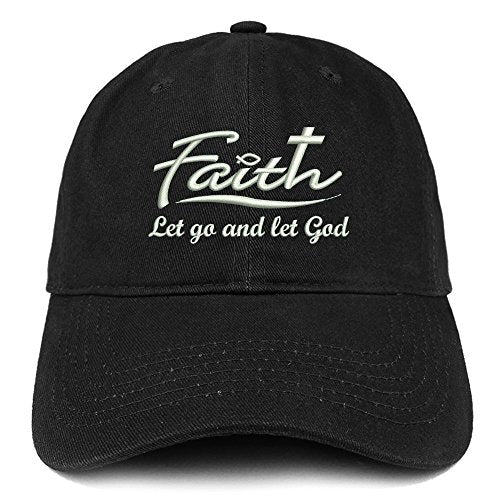 Trendy Apparel Shop Let Go and Let God Embroidered Brushed Cotton Dad Hat Ball Cap - Black