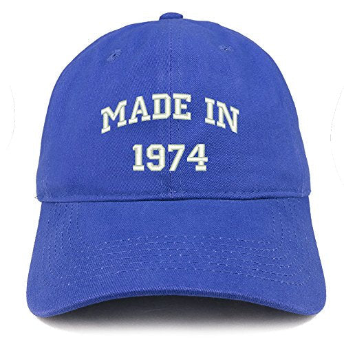 Trendy Apparel Shop Made in 1974 Text Embroidered 47th Birthday Brushed Cotton Cap
