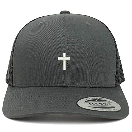 Trendy Apparel Shop Flexfit XXL Cross Embroidered Retro Trucker Mesh Cap