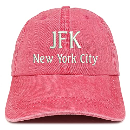 Trendy Apparel Shop JFK New York City Embroidered Pigment Dyed Washed Baseball Cap
