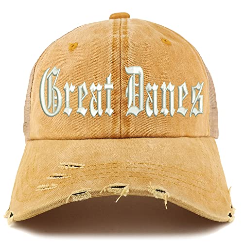 Trendy Apparel Shop Old English Great Danes Frayed Bill Trucker Mesh Back Cap