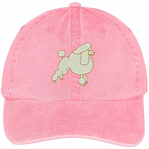 Trendy Apparel Shop Poodle Embroidered Dog Theme Low Profile Dad Hat Cotton Cap - Pink