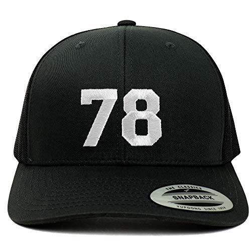 Trendy Apparel Shop Number 78 White Thread Embroidered Retro Trucker Mesh Cap