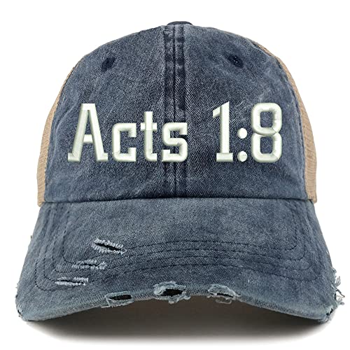 Trendy Apparel Shop Acts 1:8 Frayed Bill Trucker Mesh Back Cap