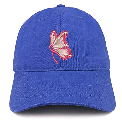Trendy Apparel Shop Fight Cancer Butterfly Embroidered Cotton Dad Hat