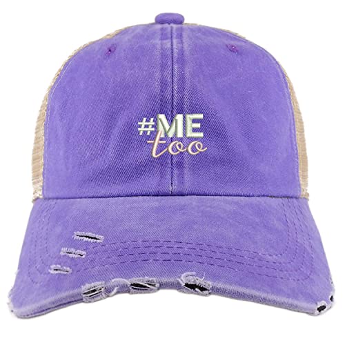 Trendy Apparel Shop #Me Too Movement Embroidered Frayed Bill Trucker Mesh Cap