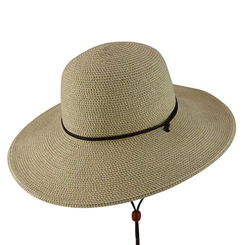 Trendy Apparel Shop UPF 50+ Paper Braid Tweed 4" Brim Sun Hat with Chin Cord