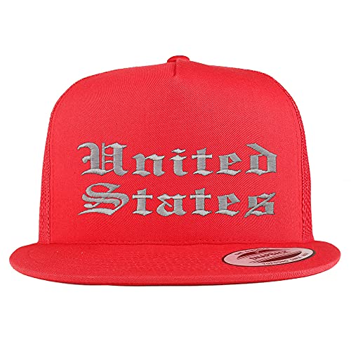 Trendy Apparel Shop United States Old English 5 Panel Flatbill Trucker Cap