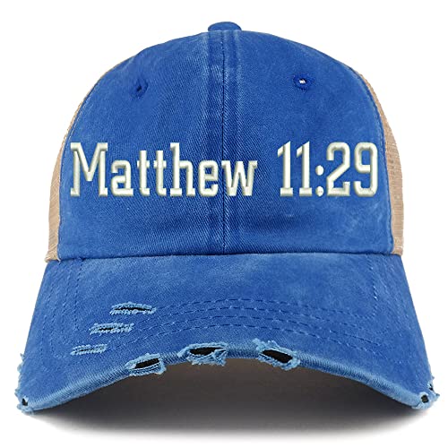 Trendy Apparel Shop Matthew 11:29 Frayed Bill Trucker Mesh Back Cap