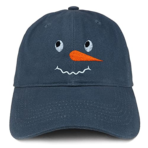 Trendy Apparel Shop Snowman Face Embroidered Low Profile Soft Cotton Baseball Cap