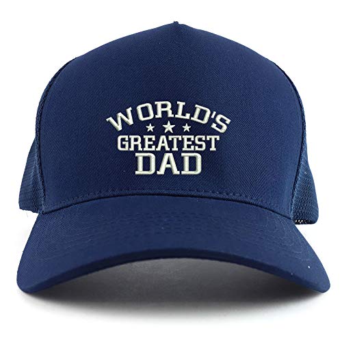 Trendy Apparel Shop World's Greatest Dad Embroidered Oversized 5 Panel XXL Trucker Mesh Cap