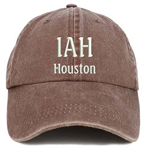 Trendy Apparel Shop IAH Houston Embroidered Pigment Dyed Washed Baseball Cap