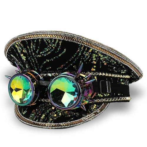 Trendy Apparel Shop Festival Party Sparkly Sequin Rhinestone Captain Hat