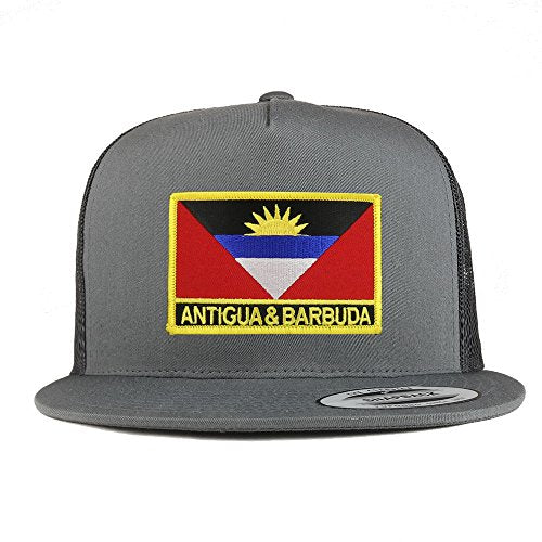 Trendy Apparel Shop Antigua and Barbuda Flag 5 Panel Flatbill Trucker Mesh Cap