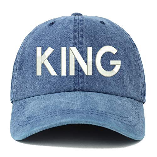 Trendy Apparel Shop XXL King Embroidered Unstructured Washed Pigment Dyed Baseball Cap