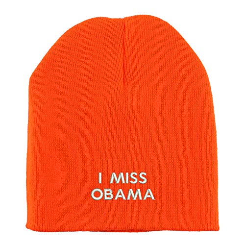 Trendy Apparel Shop I Miss Obama Embroidered Made in USA Short Acrylic Knit Winter Beanie Hat