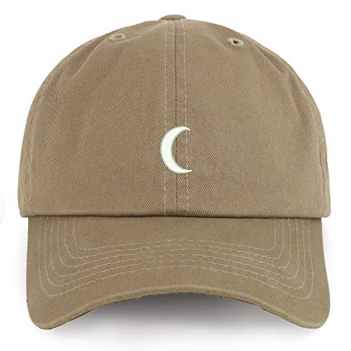 Trendy Apparel Shop XXL Crescent Moon Embroidered Unstructured Cotton Cap