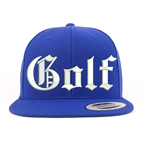 Trendy Apparel Shop Old English Golf Embroidered Flatbill Snapback