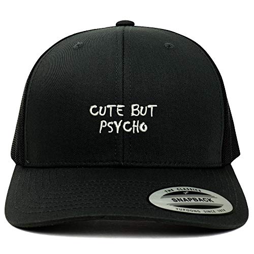 Trendy Apparel Shop Flexfit XXL Cute But Psycho Small Embroidered Retro Trucker Mesh Cap