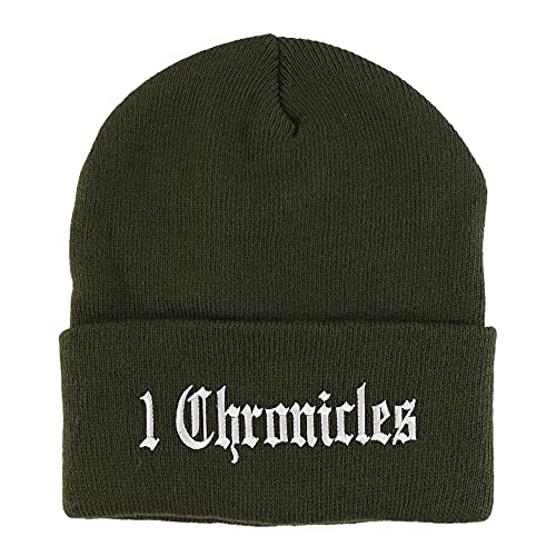 Trendy Apparel Shop 1 Chronicles Old English Embroidered Long Cuff Beanie