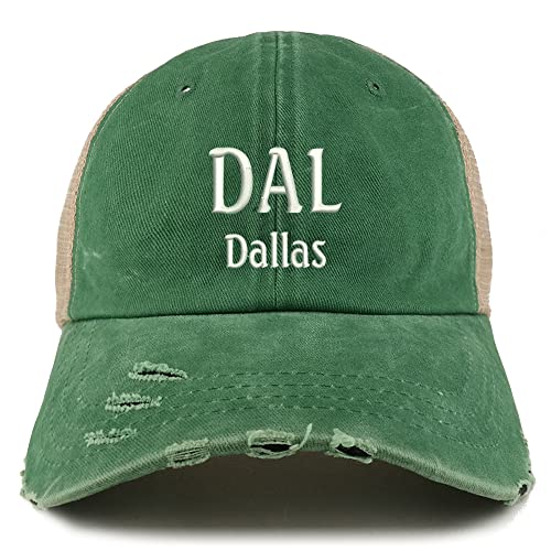 Trendy Apparel Shop DAL Dallas Embroidered Frayed Bill Trucker Mesh Back Cap