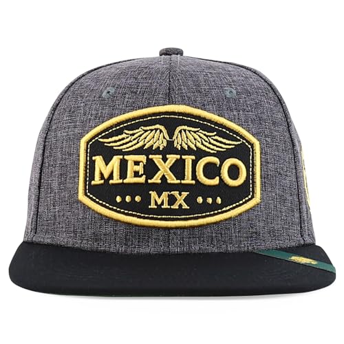 Trendy Apparel Shop Mexico States with Eagle Embroidered Flatbill Snapback Cap