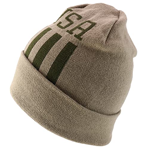 Trendy Apparel Shop Made in USA Patriotic Pattern Long Cuff Winter Beanie