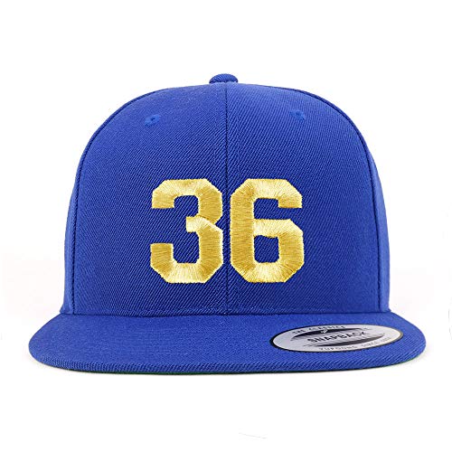 Trendy Apparel Shop Number 36 Gold Thread Flat Bill Snapback Baseball Cap