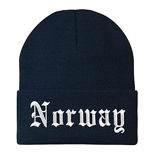 Trendy Apparel Shop Norway Old English Embroidered Long Cuff Beanie