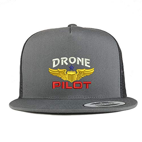 Trendy Apparel Shop Flexfit XXL Drone Operator Pilot Embroidered 5 Panel Flatbill Trucker Mesh Cap