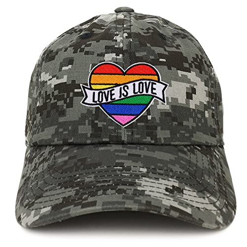 Trendy Apparel Shop LGBTQ Love is Love Rainbow Heart Patch Low Profile Soft Cotton Baseball Cap