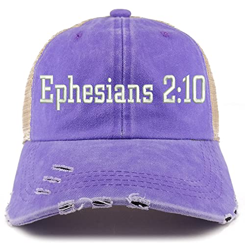Trendy Apparel Shop Ephesians 2:10 Frayed Bill Trucker Mesh Back Cap