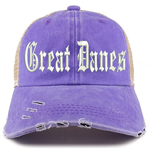Trendy Apparel Shop Old English Great Danes Frayed Bill Trucker Mesh Back Cap