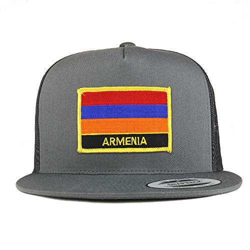 Trendy Apparel Shop Flexfit XXL Armenia Flag 5 Panel Flatbill Trucker Mesh Snapback Cap