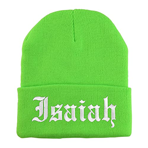 Trendy Apparel Shop Isaiah Old English Embroidered Long Cuff Beanie