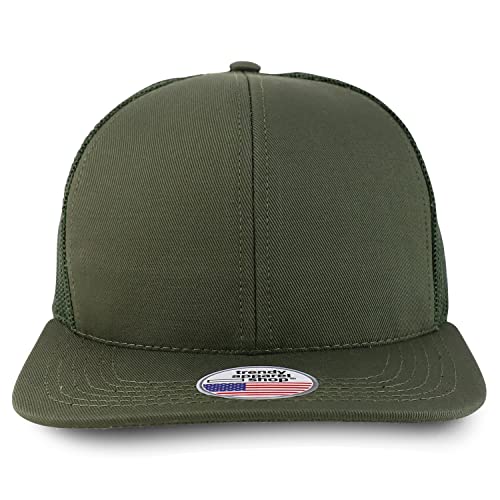 Trendy Apparel Shop Made in USA Structured 6 Panel Flatbill Snapback Mesh Back Cap