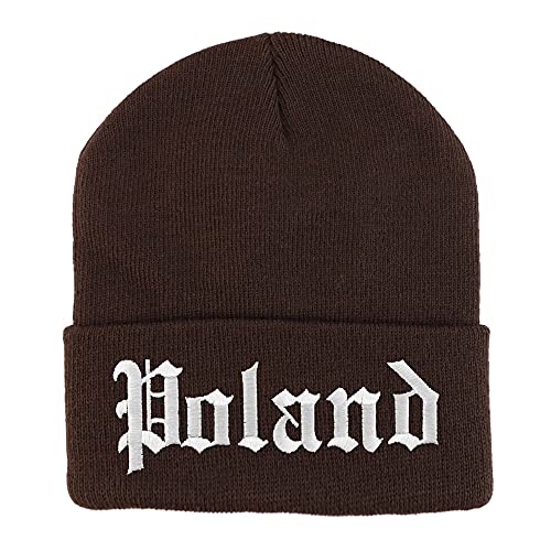 Trendy Apparel Shop Poland Old English Embroidered Long Cuff Beanie