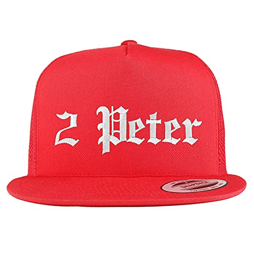 Trendy Apparel Shop 2 Peter Old English 5 Panel Flatbill Trucker Cap