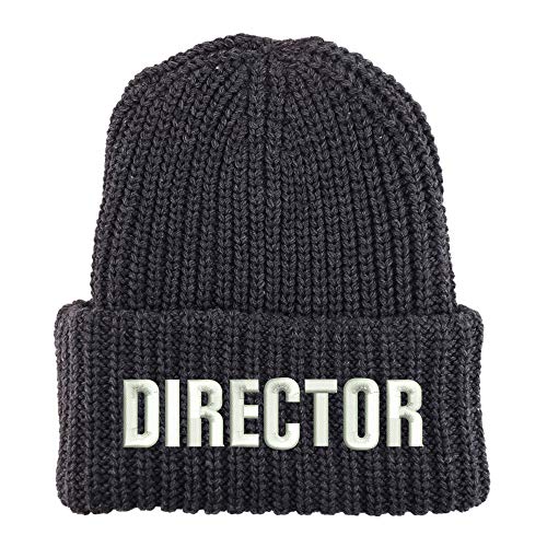 Trendy Apparel Shop Director Embroidered Long Cuffed Thick Ribbed Knit Beanie