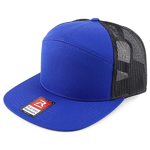 Trendy Apparel Shop Structured High Profile 7 Panel Flat Bill Mesh Back Snapback Cap