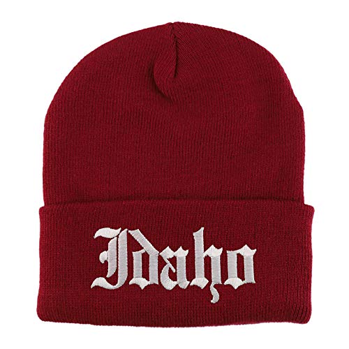 Trendy Apparel Shop Idaho State Old English Embroidered Long Cuff Beanie